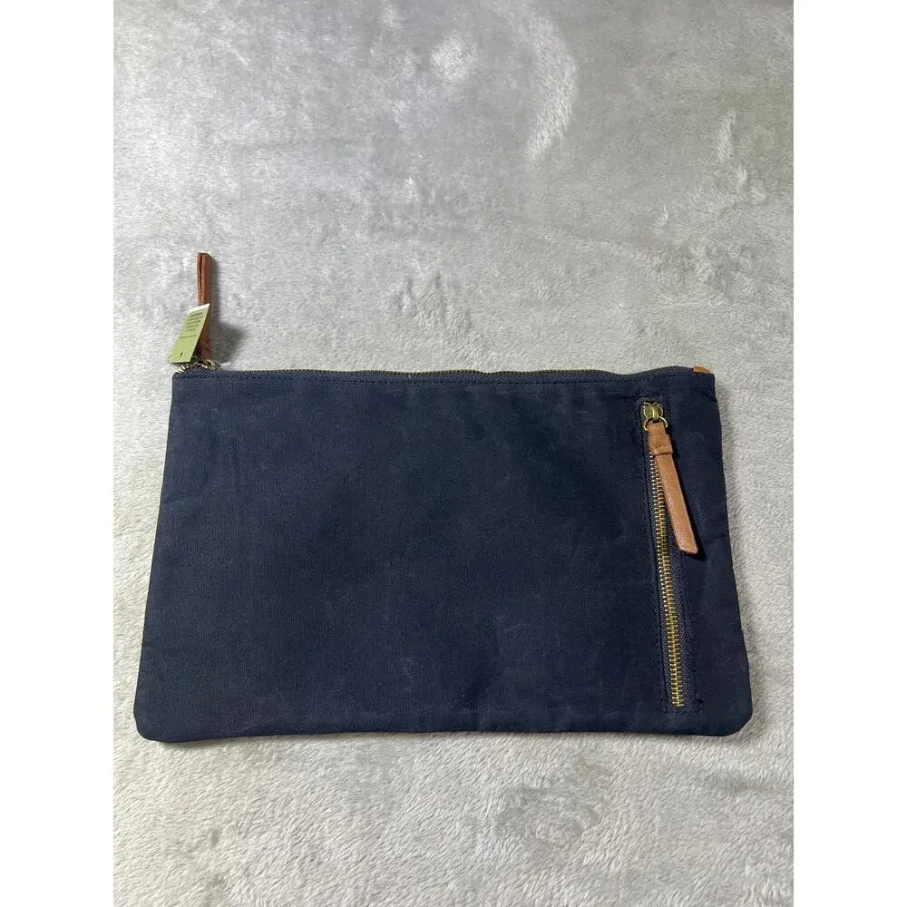 Vegan Leather Cosmetic Pouch Tan Zip Clutch Travel Makeup Organizer Bag NWT